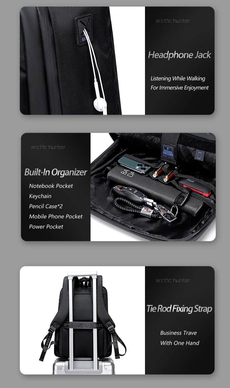 Arctic Hunter Blue Durable Laptop Bag Light Weight Water Resistant with USB Jack Travel Backpack with Separate Laptop Compartment for Unisex, B00478, Blue  | Best Price UAE